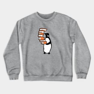 Penguin holding pile of books Crewneck Sweatshirt